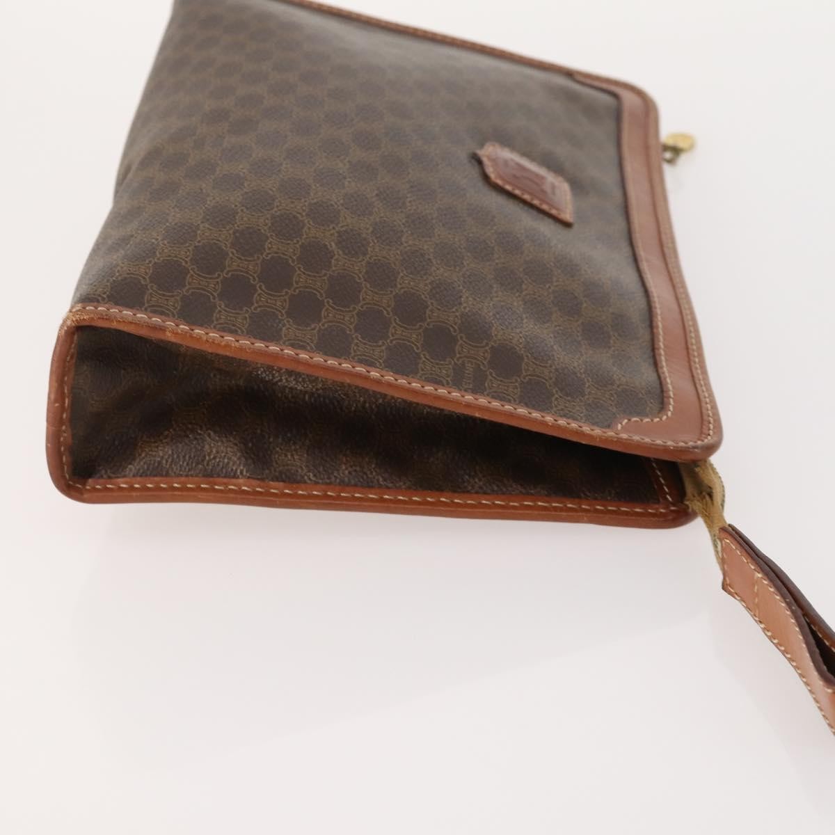 CELINE Macadam Canvas Clutch Bag PVC Leather 3 Set Brown Black beige Auth 173683