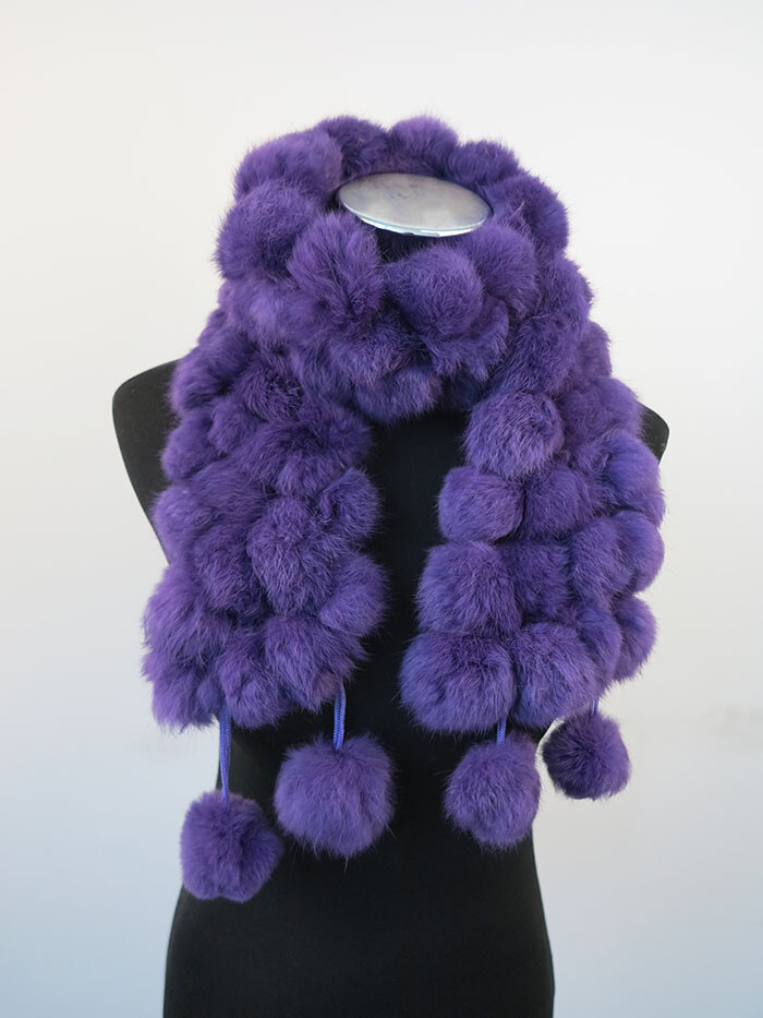 100% real rabbit fur pom poms scarf/ cape/ wrap 7 wonderful color available