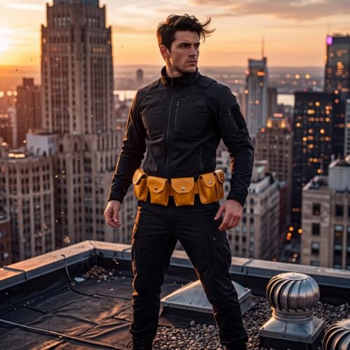 Halloween PU Leather Utility Belt Costume Belt Cosplay Accessory Yellow Bat