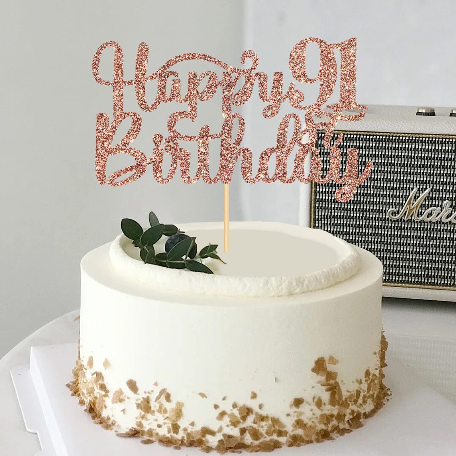 Happy 91st Birthday Cake Topper, 91st Birthday/Anniversary Party Supplies, Ch…