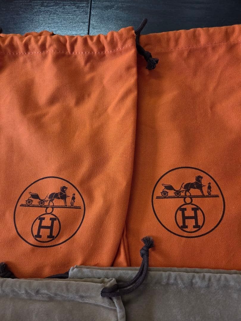 Hermes Dust Bag Storage Bag Pouch Set of 6 Orange Beige 35 cm (H) × 19 cm (W)