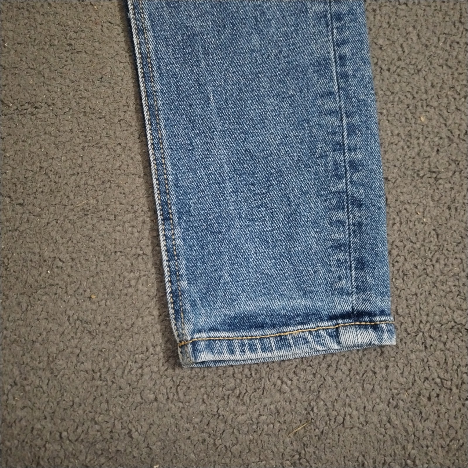 Arne Jeans Mens 30×30 Regular Blue Denim Slim Stretch Whisker Leather Logo Fade