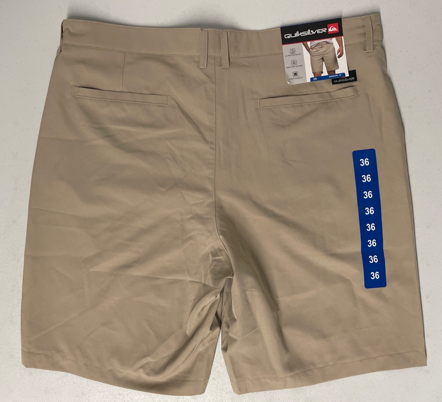 Quiksilver Men’s Regular Fit 9” Active Stretch Hybrid Shorts TAN 36 Wicking UV