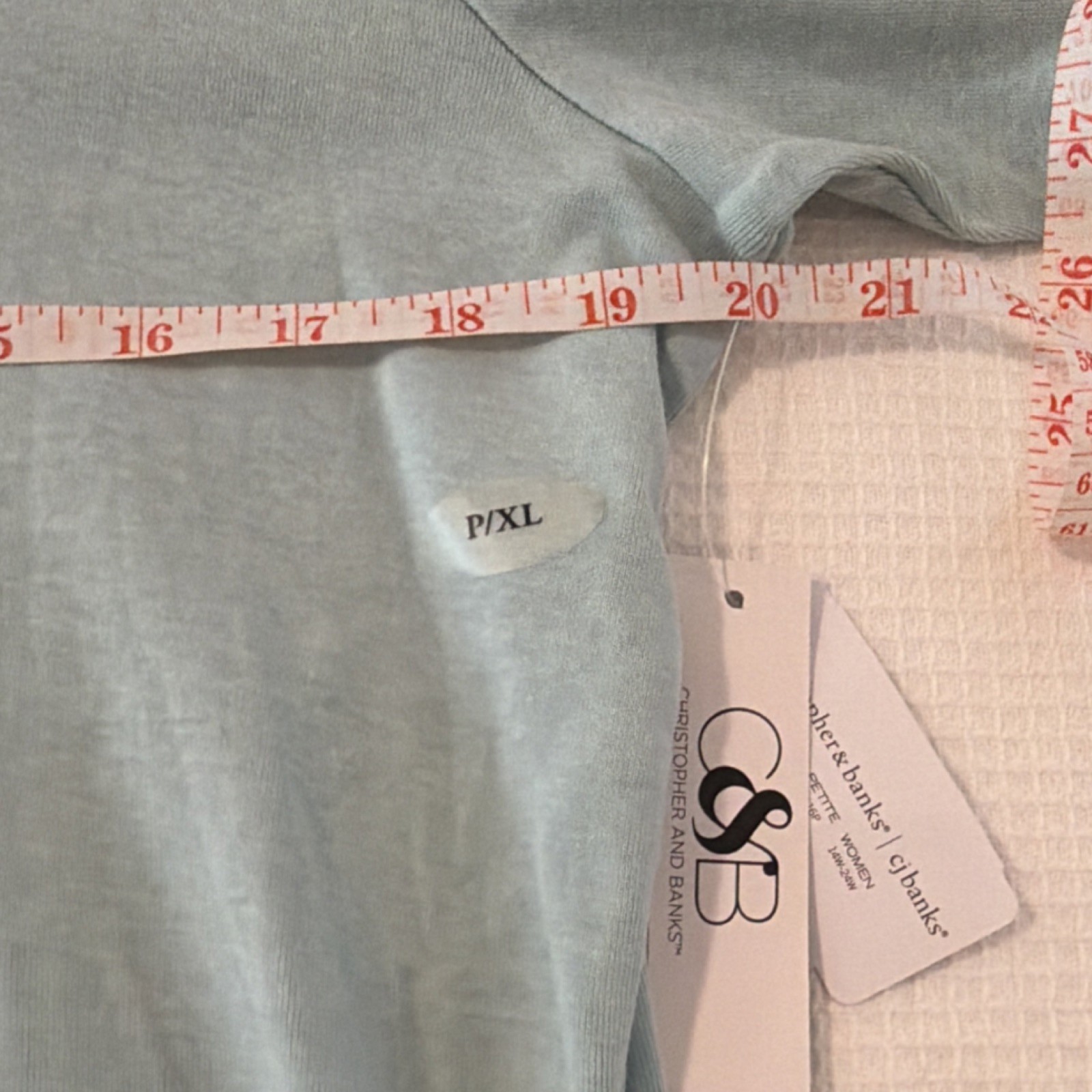 NWT Christopher & Banks Sea foam Knit 3/4 Sleeve Blouse Petite XL Cotton Blend