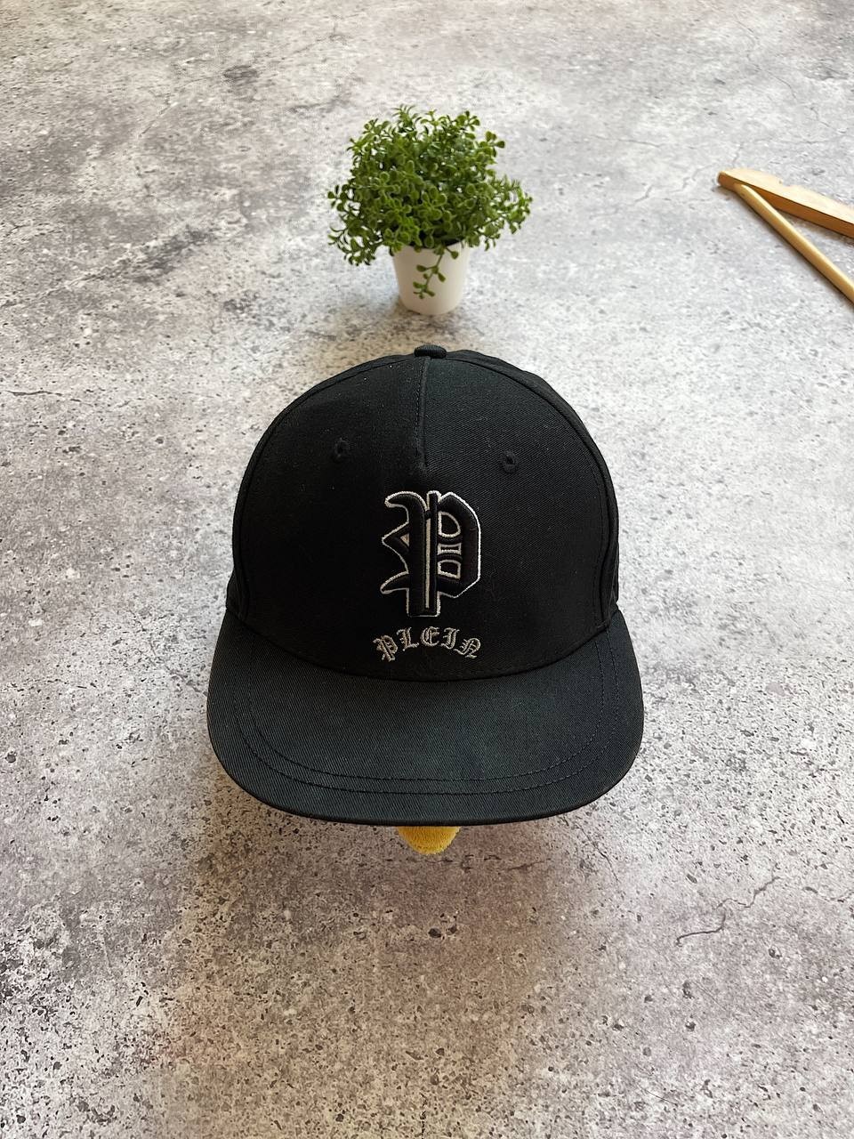 Philipp Plein Black Snapback Cap Logo Embroidered Cotton Adjustable Hat
