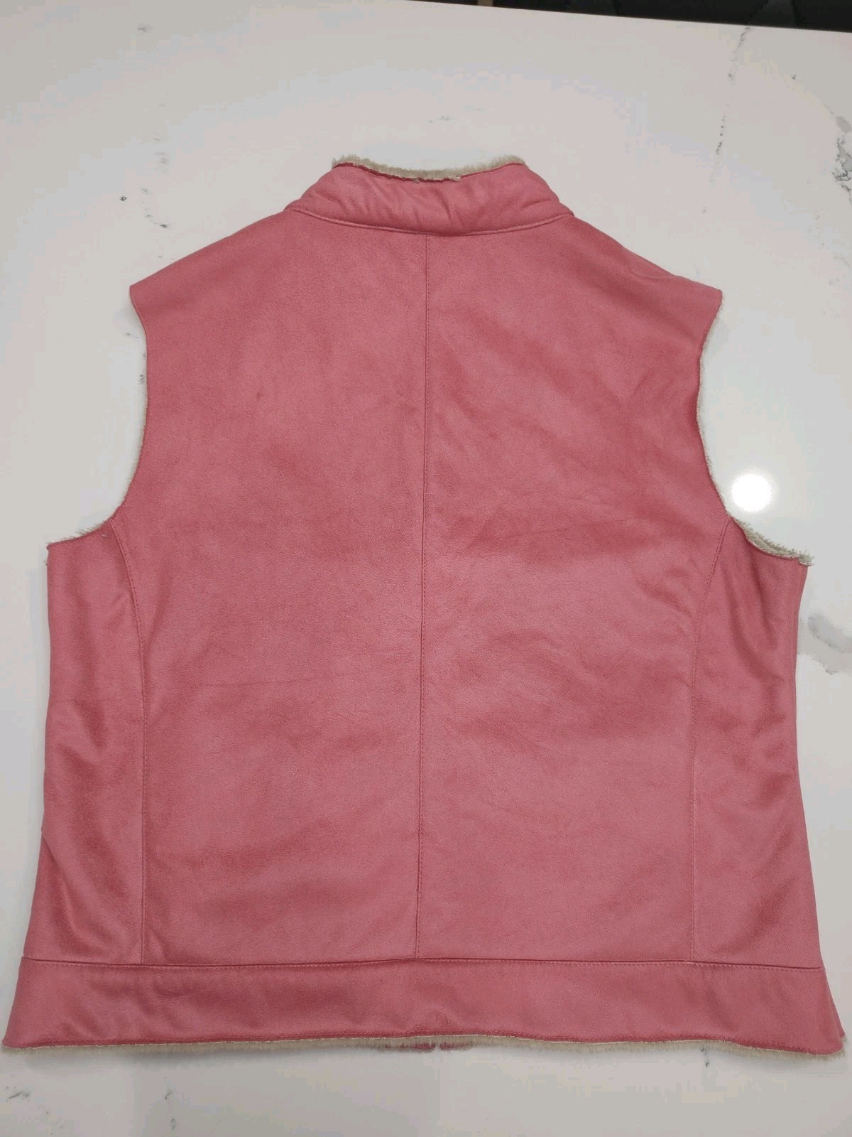 Pendleton Vest Womens XL Pink Faux Suede Sherpa Lined Zip Front Cozy