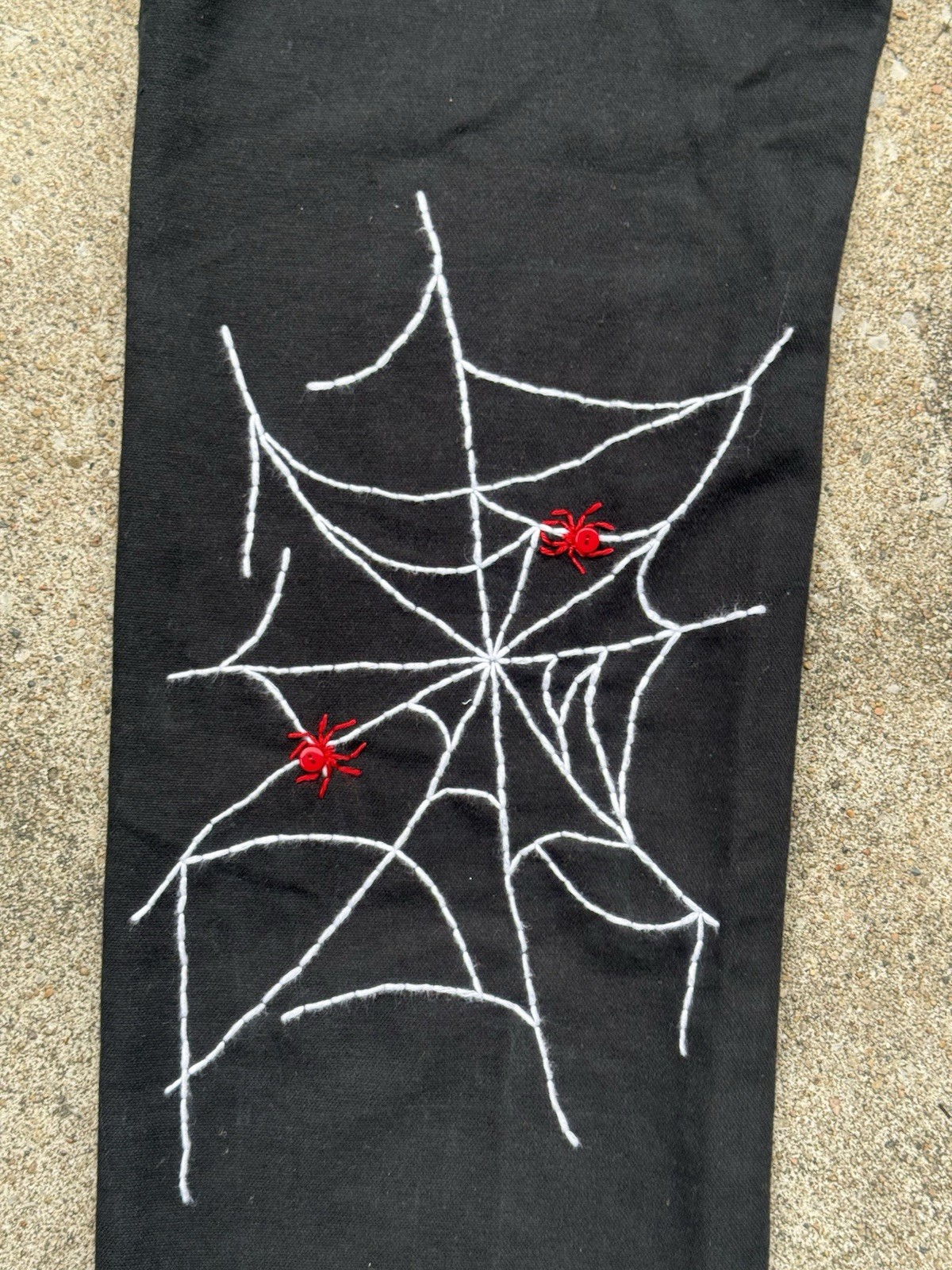 Custom Rework Carhartt Faded Black Jeans – Embroidered Spider Web Size 28×32