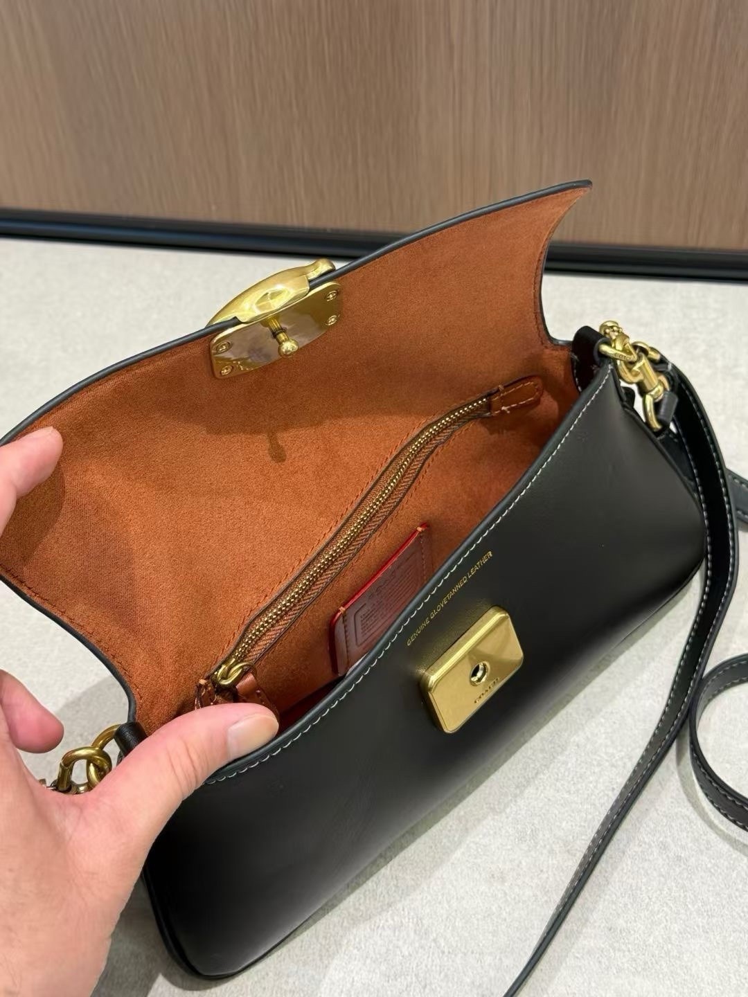 COACH CAM16 Jet Shoulder Bag Black Leather Crossbody New