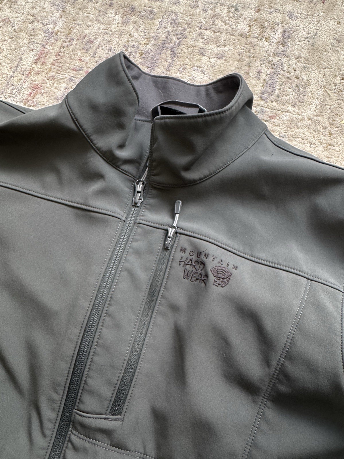 Mountain Hardwear Jacket Men’s Large Gray Full Zip Soft Shell Outdoors Hiking