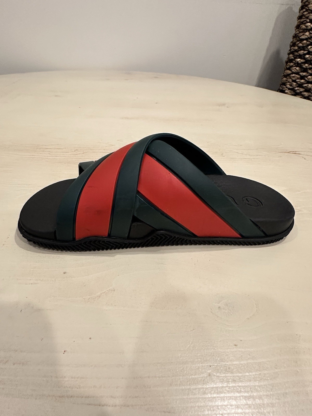 Gucci Web Stripe Rubber Slide Sandals Red Green COA GG Logo Women’s Size 5 35eu