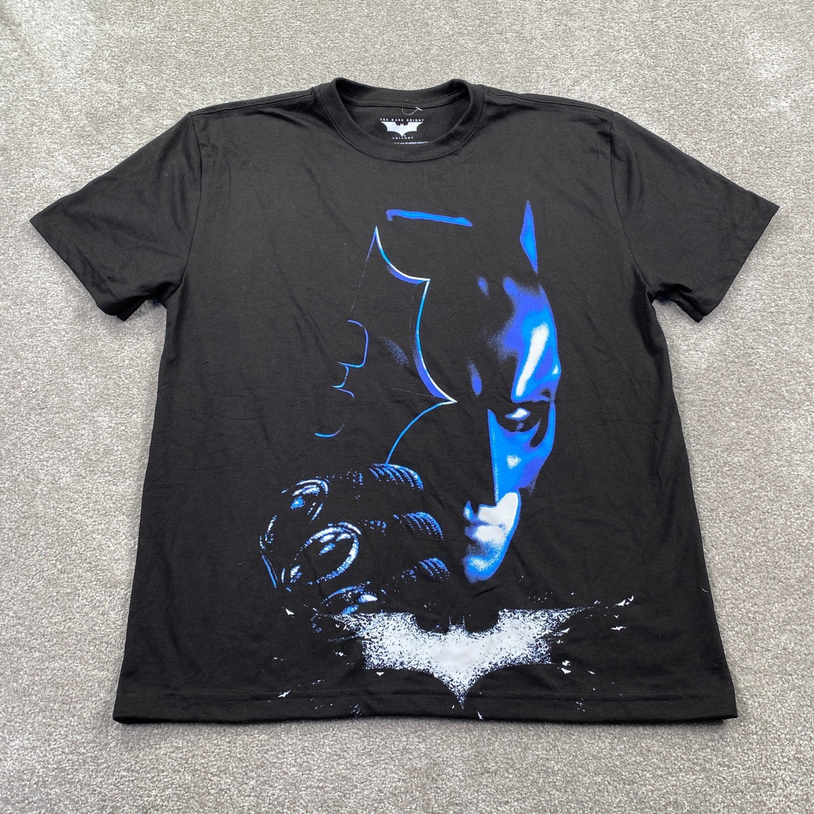 The Dark Knight Trilogy Graphic T-Shirt Mens Small Black Batman Joker Movie Tee