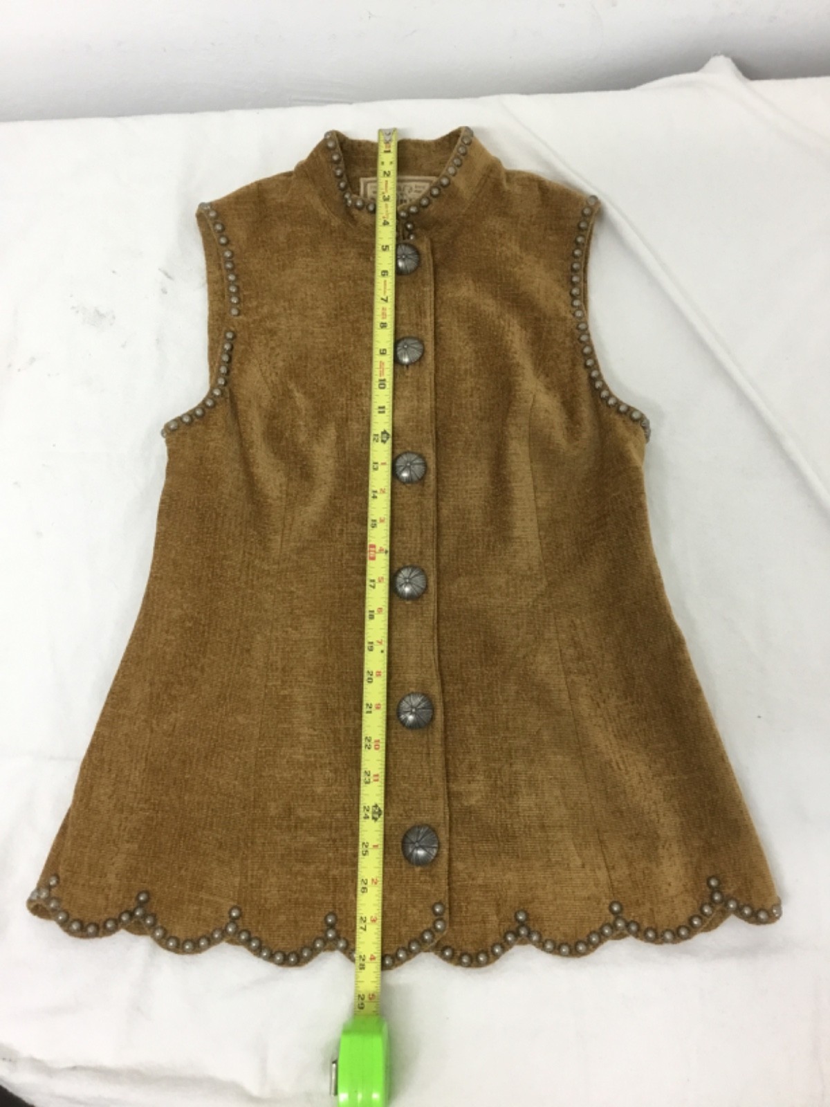 Double D Ranch Wear, Studded Vest, Button Down, Brown, Sz S, (SR896)