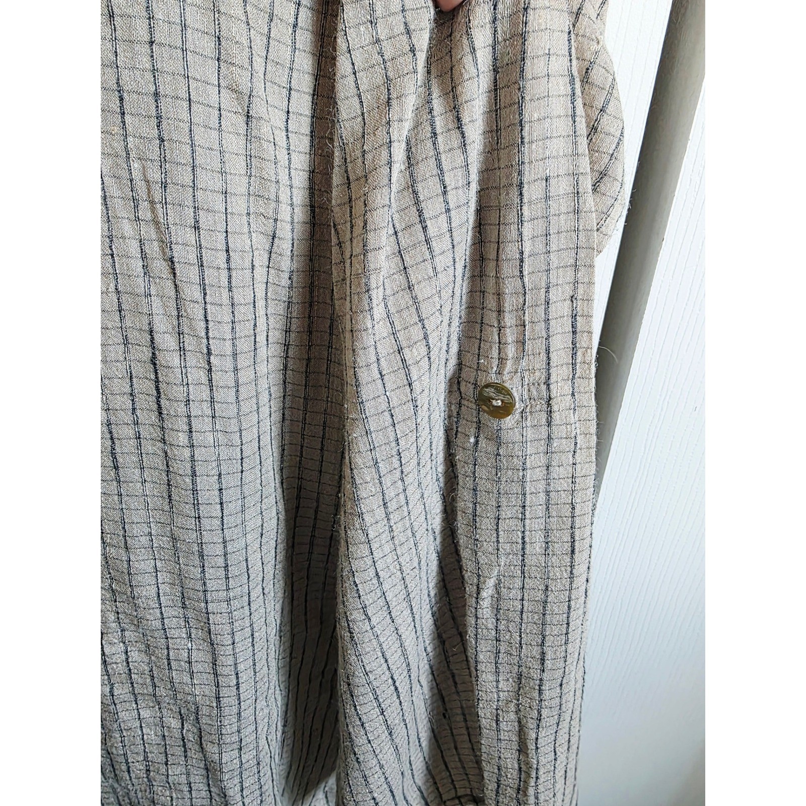 Chicos Design 3 Vintage 100% Silk Grid Long Tunic Shirt Tan Black Womens XL