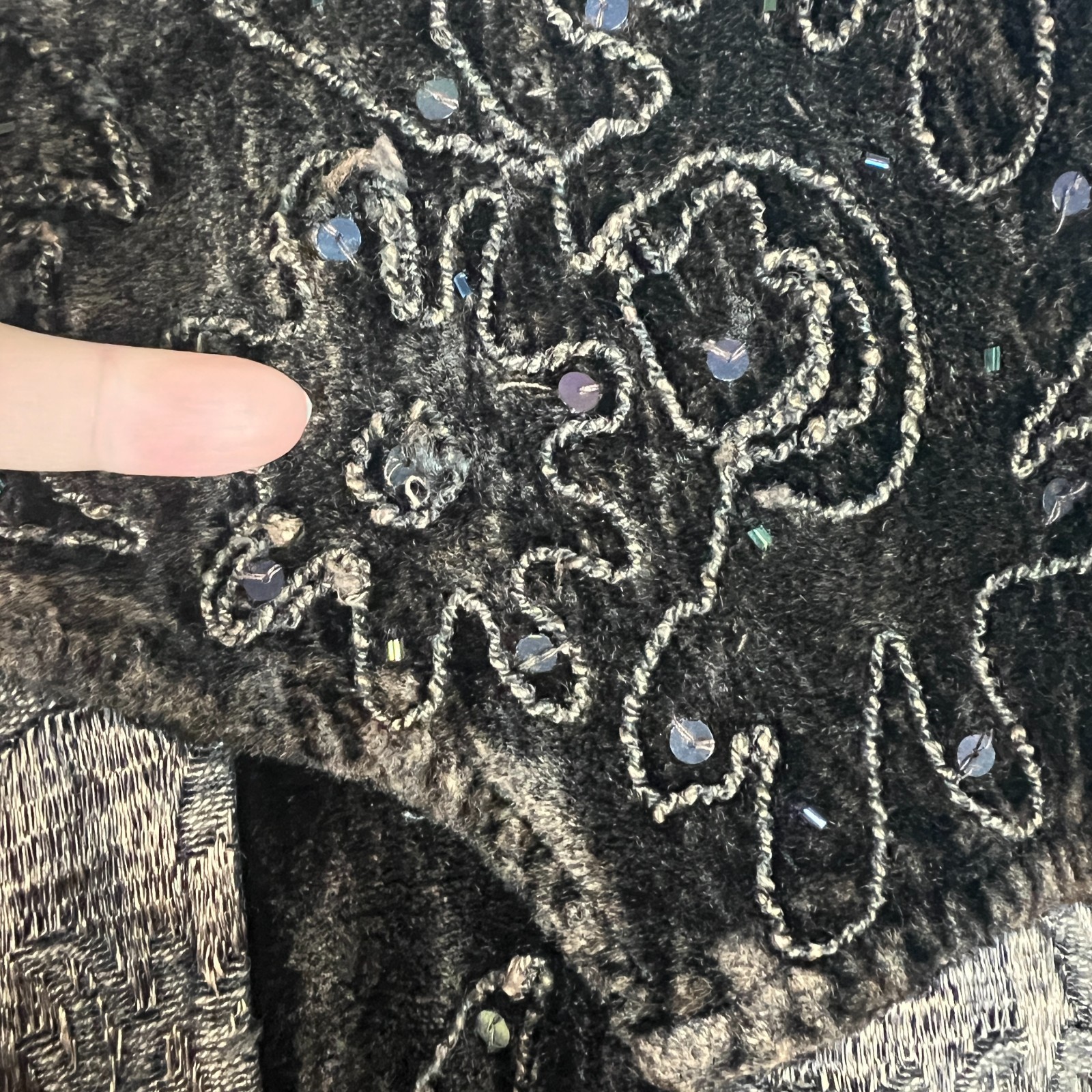 Whimsigoth Gothic Flashback Jacket 2X Brown Velvet Lace Embroidered Patchwork