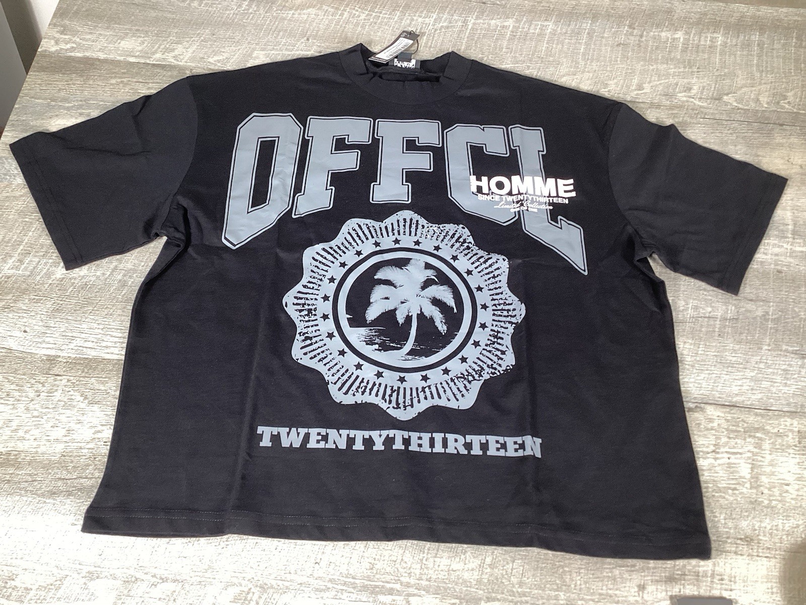 boohooMAN Oversized T-Shirt Men Size L Black Graphic Homme 13 Print Tee New
