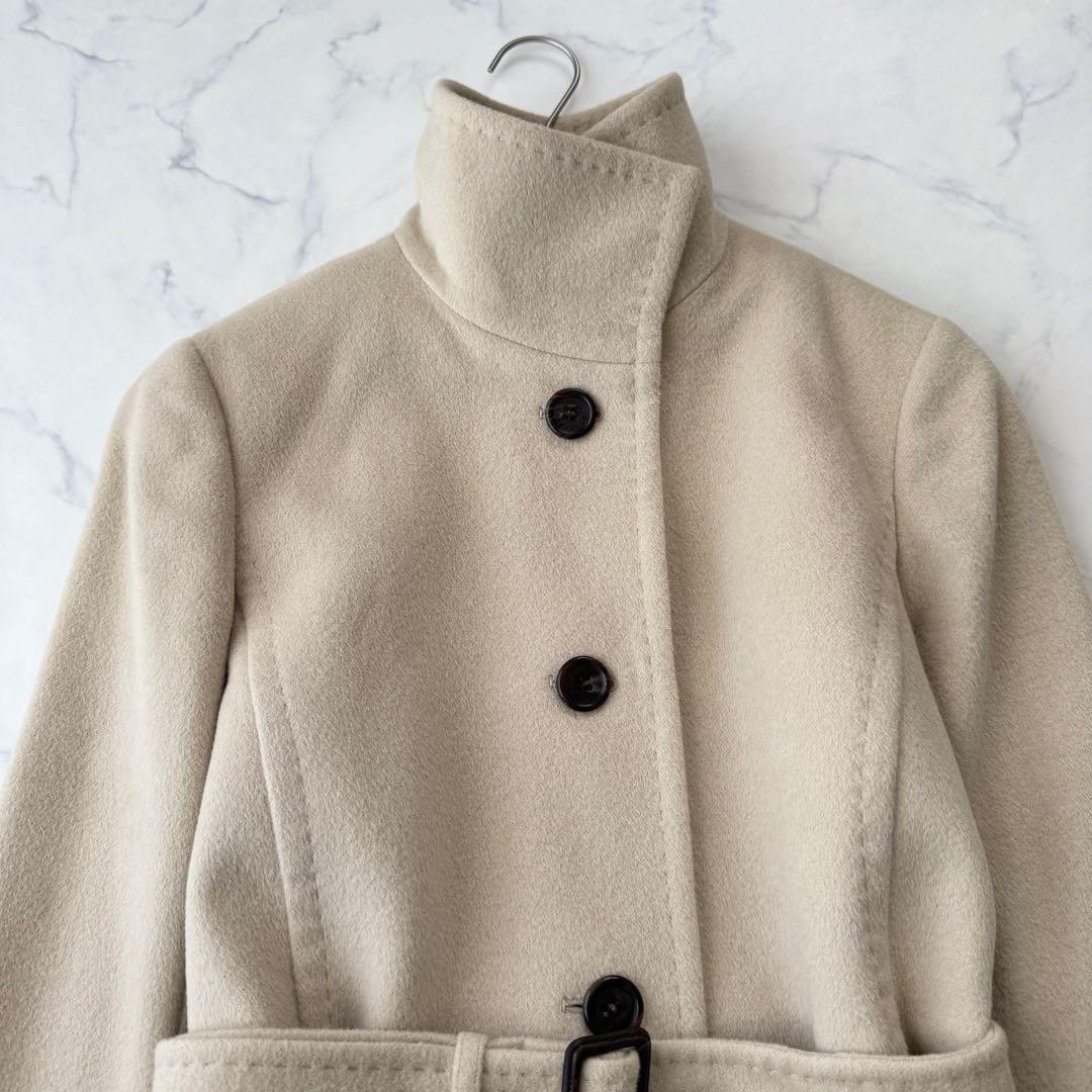 Burberry London Angora Blend Coat Belt Shadow Horse Made in Japan 42