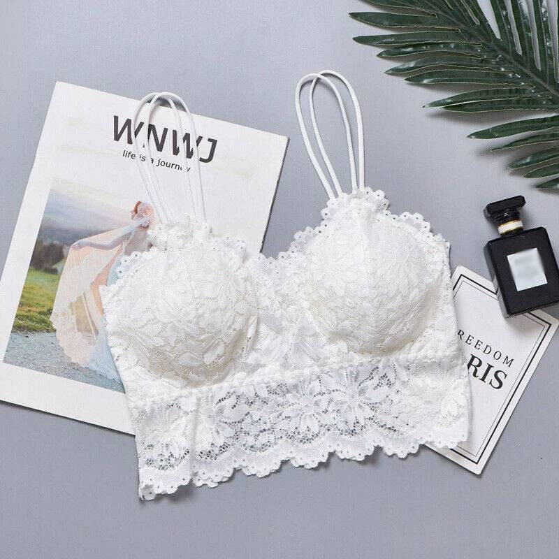 Floral Bralette Top Padded Lace Tank A Bustier Cami Vest Women Backless Crop Bra