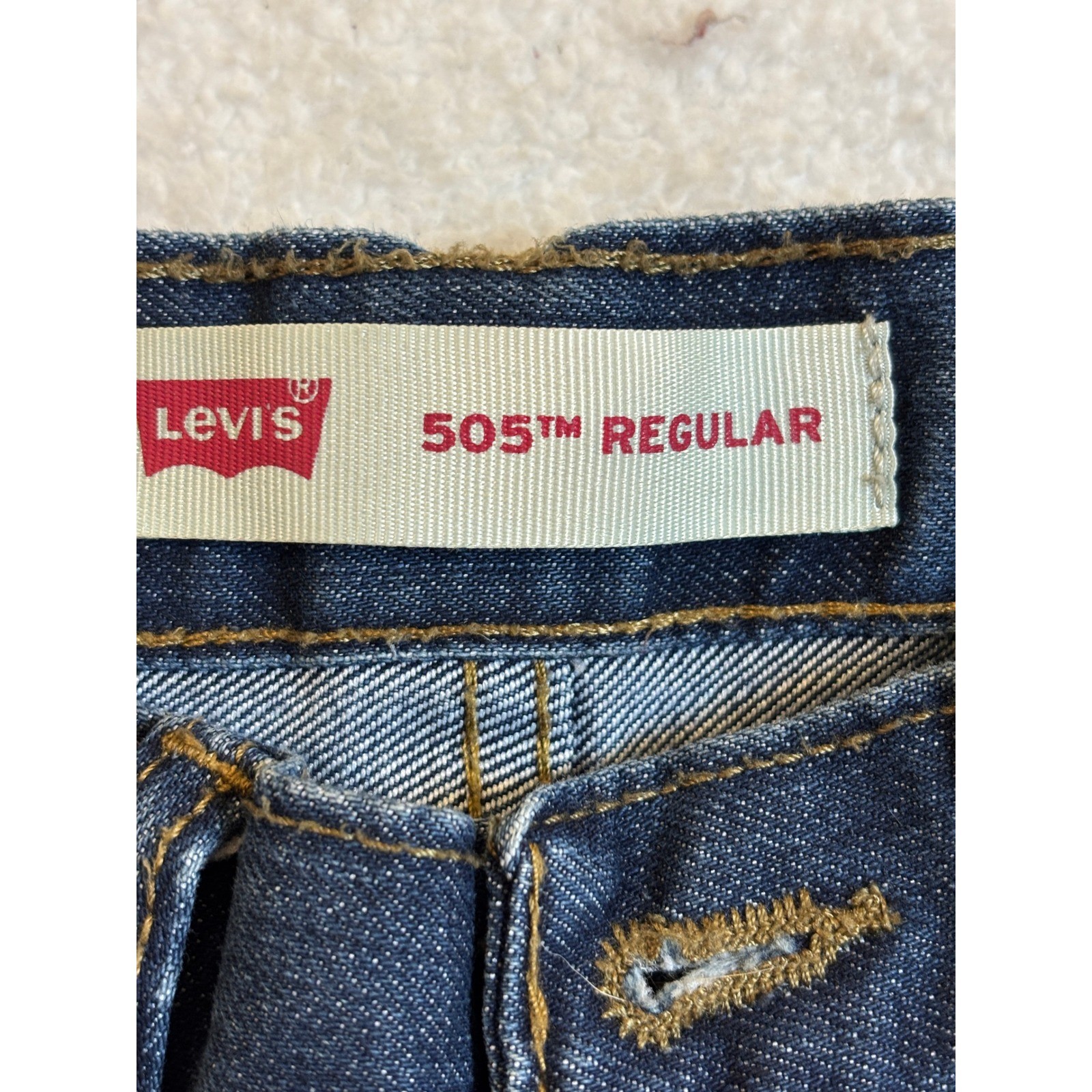 Levis 505 Regular Fit Boys Jeans Dark Wash Straight Leg Size 8 Reg W24 x L22