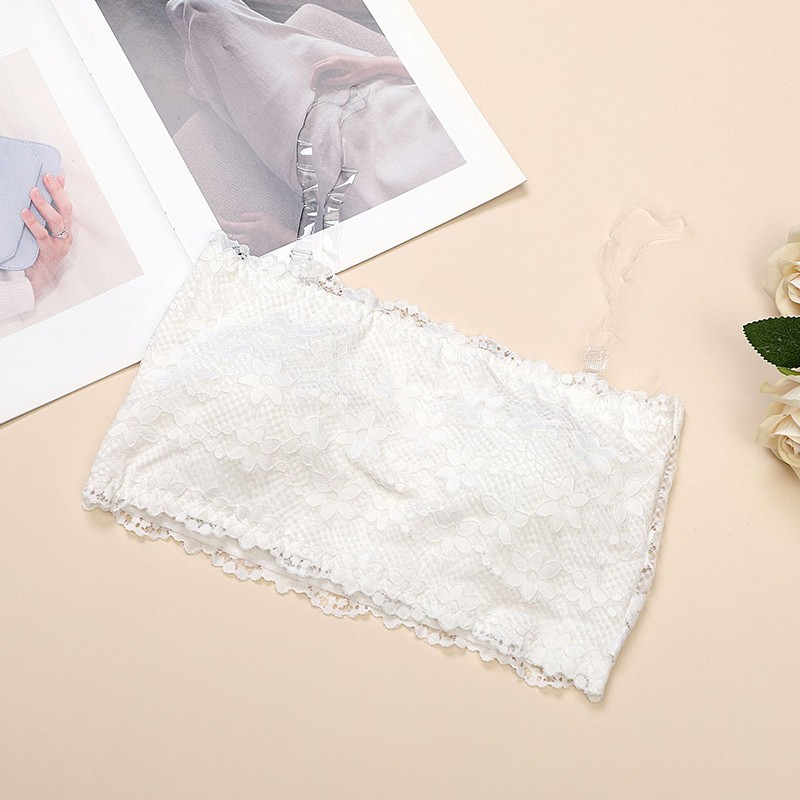 2 Pack Womens Tube Top Lace Bras Bralette Bandeau Strapless Lingeries Underwear