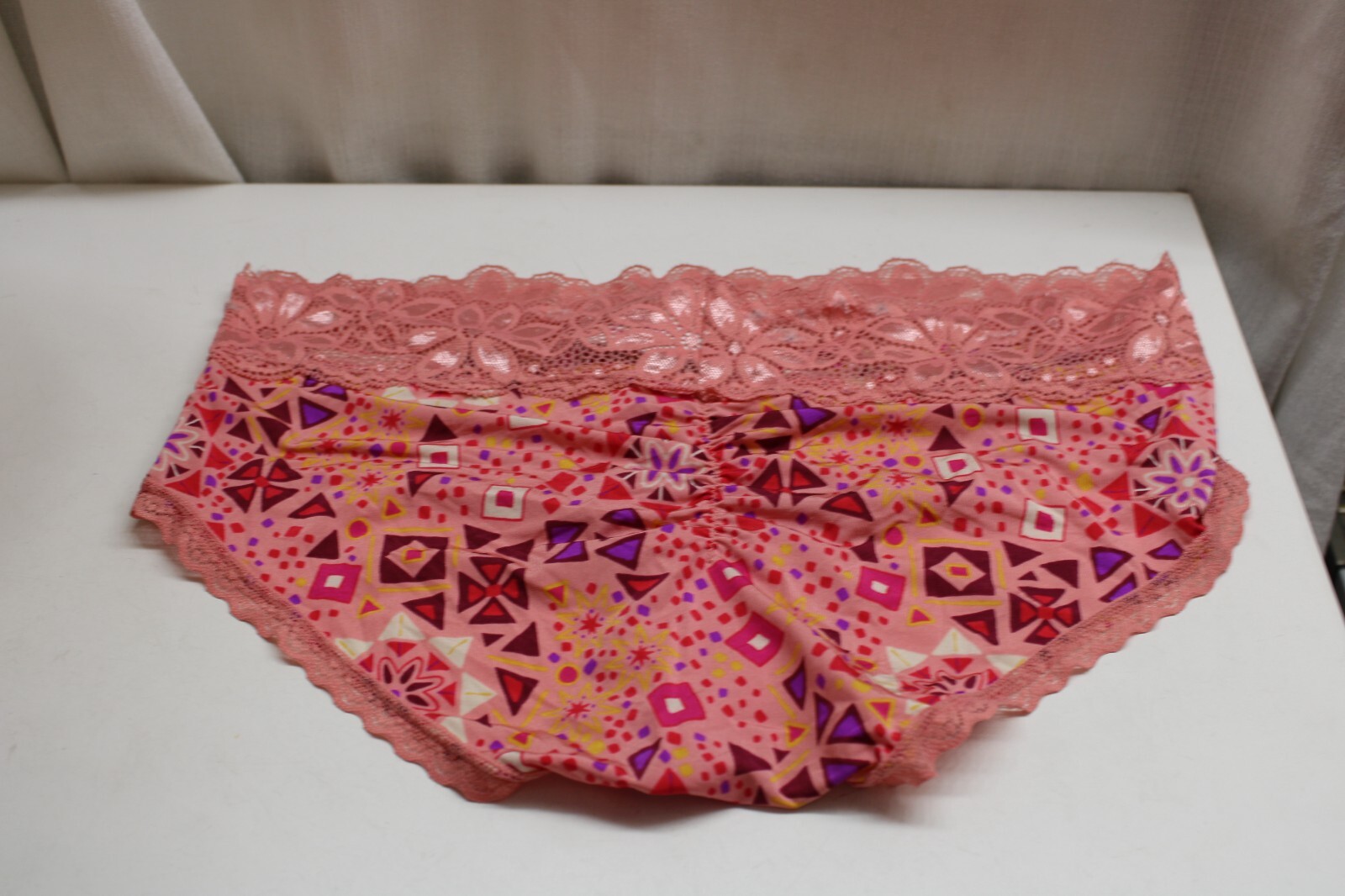 Nylon/Span ROSE Coral Pink Blue Purple Floral Lace Sheer sissy bikini panties M