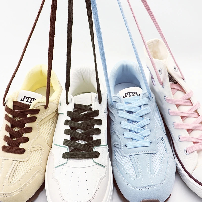 0.8cm Classic Cotton Shoelaces for Sneakers Canva Shoes Solid-Color Flat Laces N