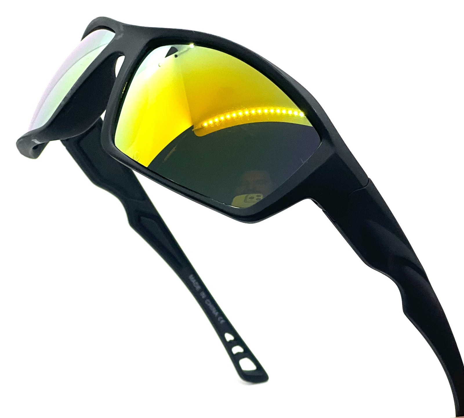 Driving Sunglasses Blue Mirror Lens Black Frame Classic Shades Confortable Sport