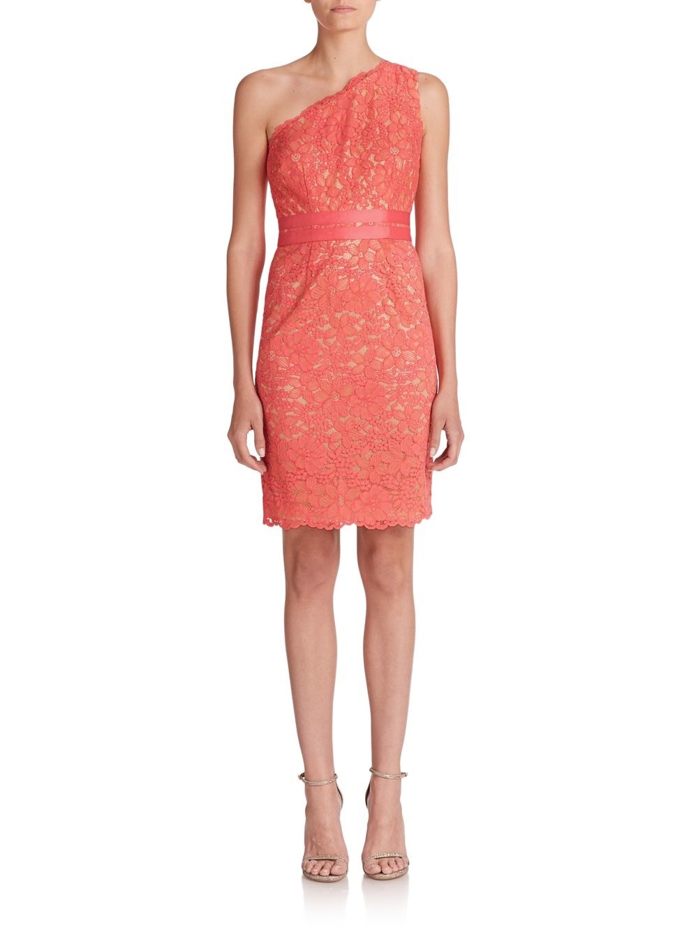 Beautiful One Shoulder, Lace dress, 4,Laundry Shelli Segal, Wrn 5hrs, NWT.