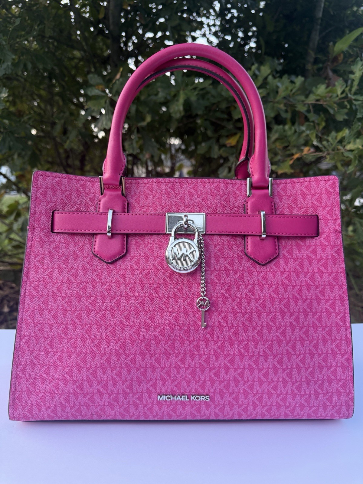 Authentic Michael Kors Bag Medium Hamilton Satchel Dragonfruit MK Logo Purse NWT