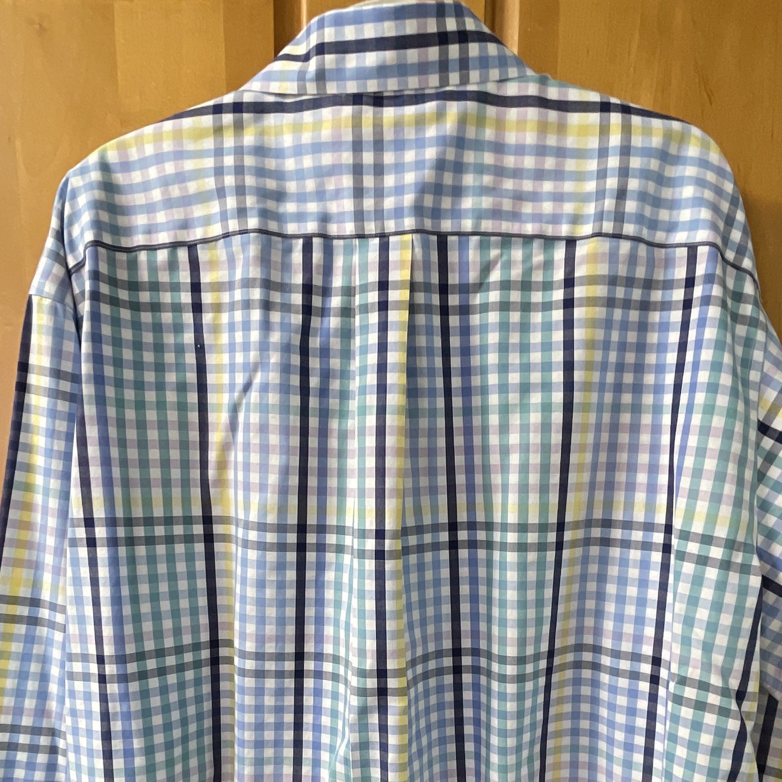 Brooks Brothers 1818 Supima Cotton Men’s XXL Blue/Green/Yellow Plaid NonIron🌵🪸