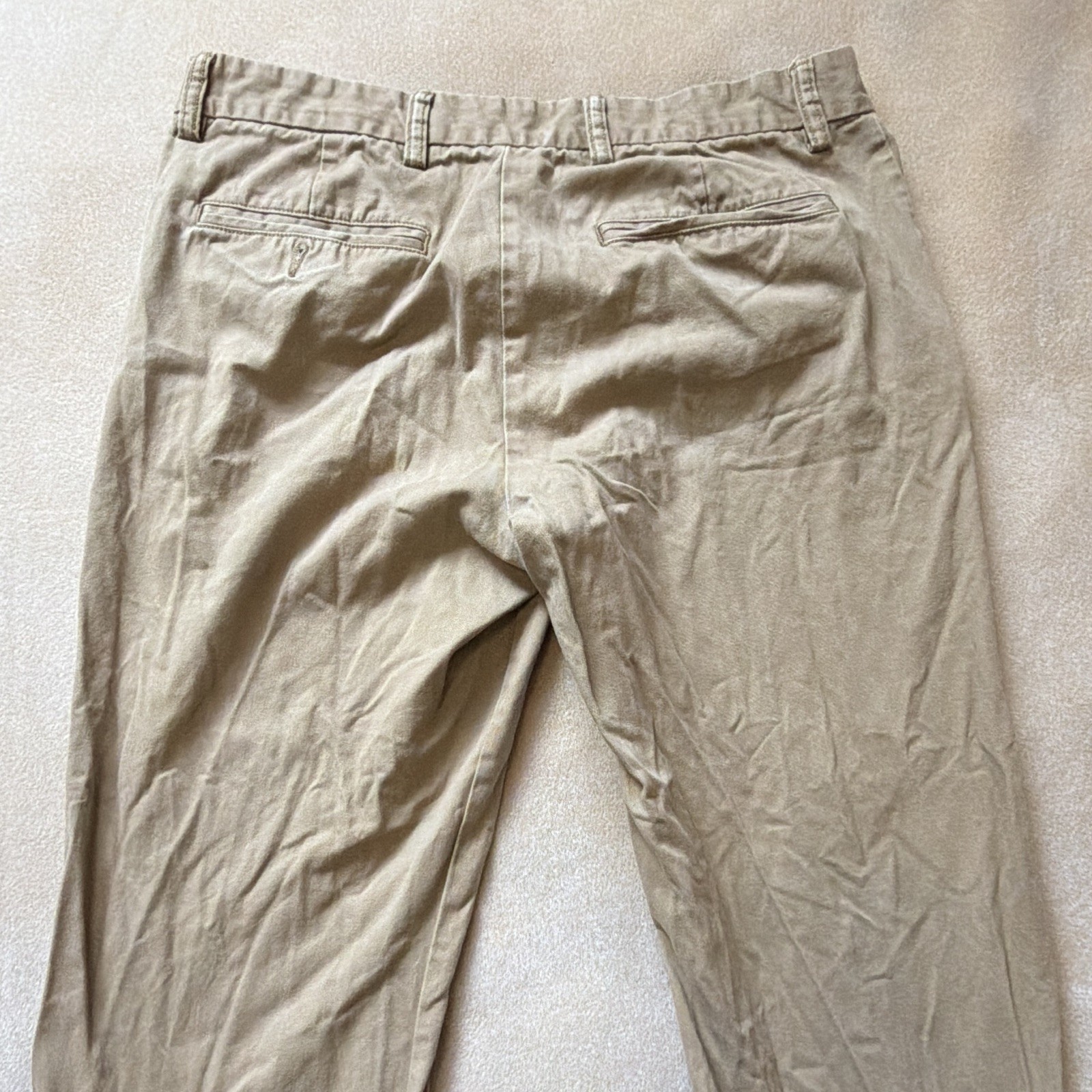 Old Navy Men’s Beige Twill Chino Pants 33W Straight Fit Flat Front Pockets