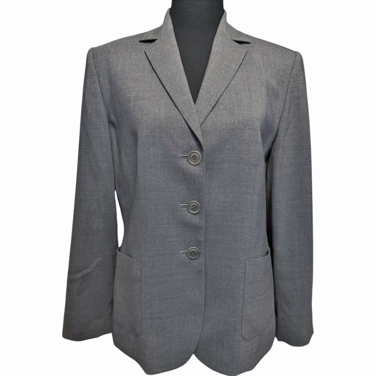 TALBOTS ☆ Gray Wool Blend Stretch Blazer ☆ Sz 8 Petite ☆ Career Preppy Academia