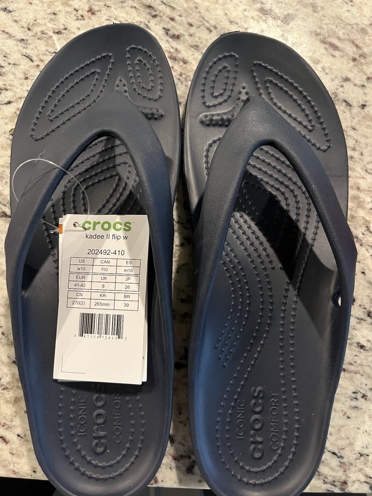 CROCS Navy Flip Flops Size Women’s 10W Men’s 8 New