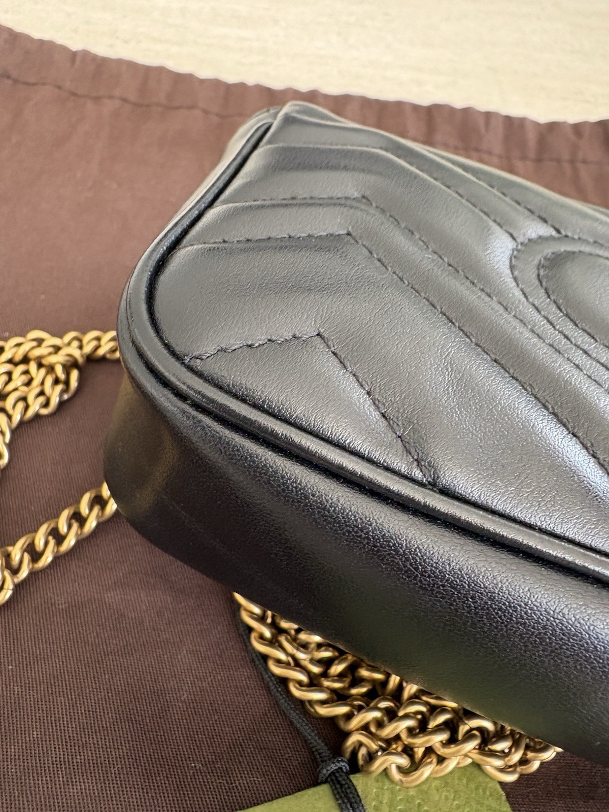 💯 % Authentic GUCCI Shoulder Bag GG Marmont Super Mini Leather Brand New