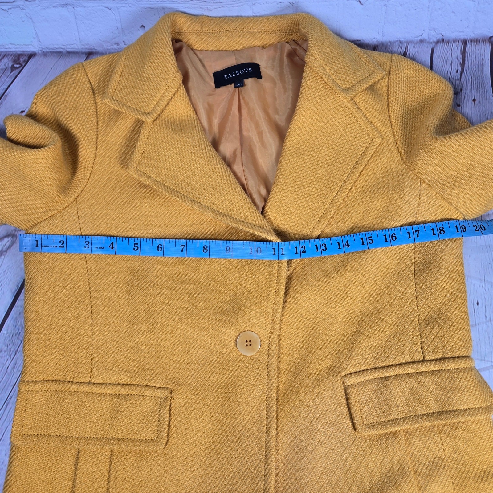 Talbots Womens Mustard Yellow Wool Blend Blazer Jacket Size 6
