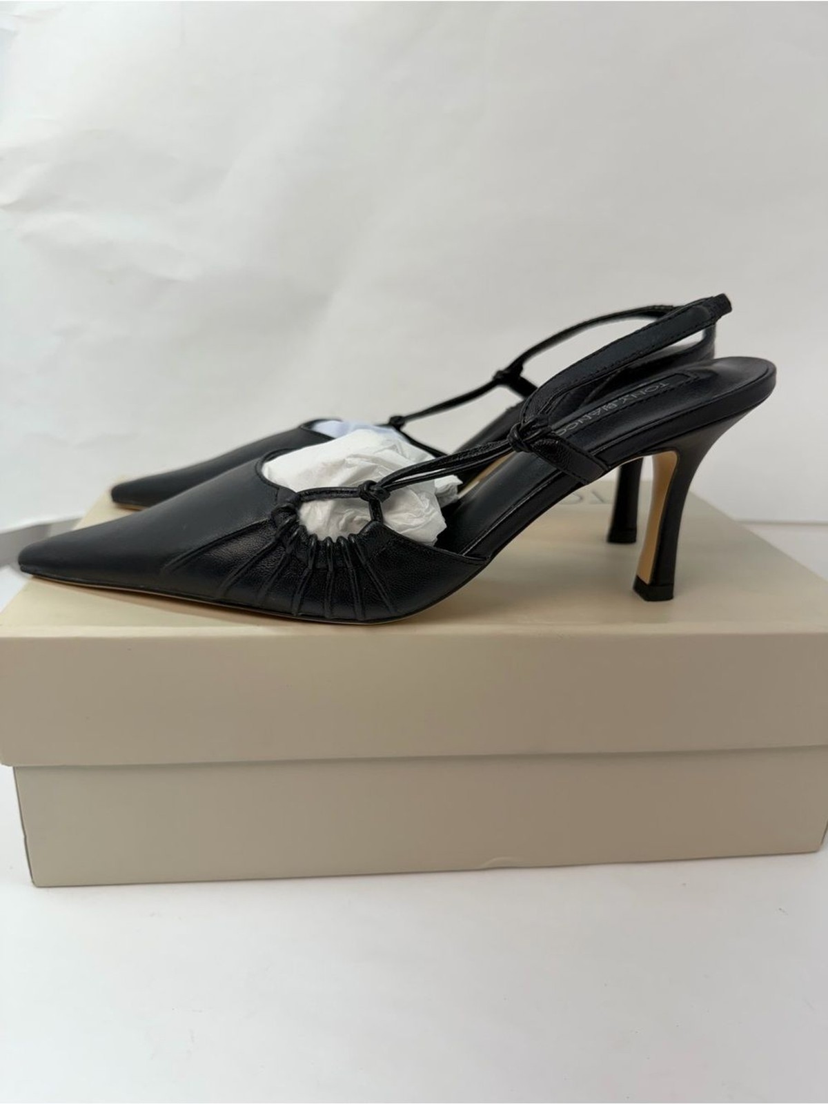 Tony Bianco Sakai Slingback Pump in Black Nappa mid kitten heel pointed toe