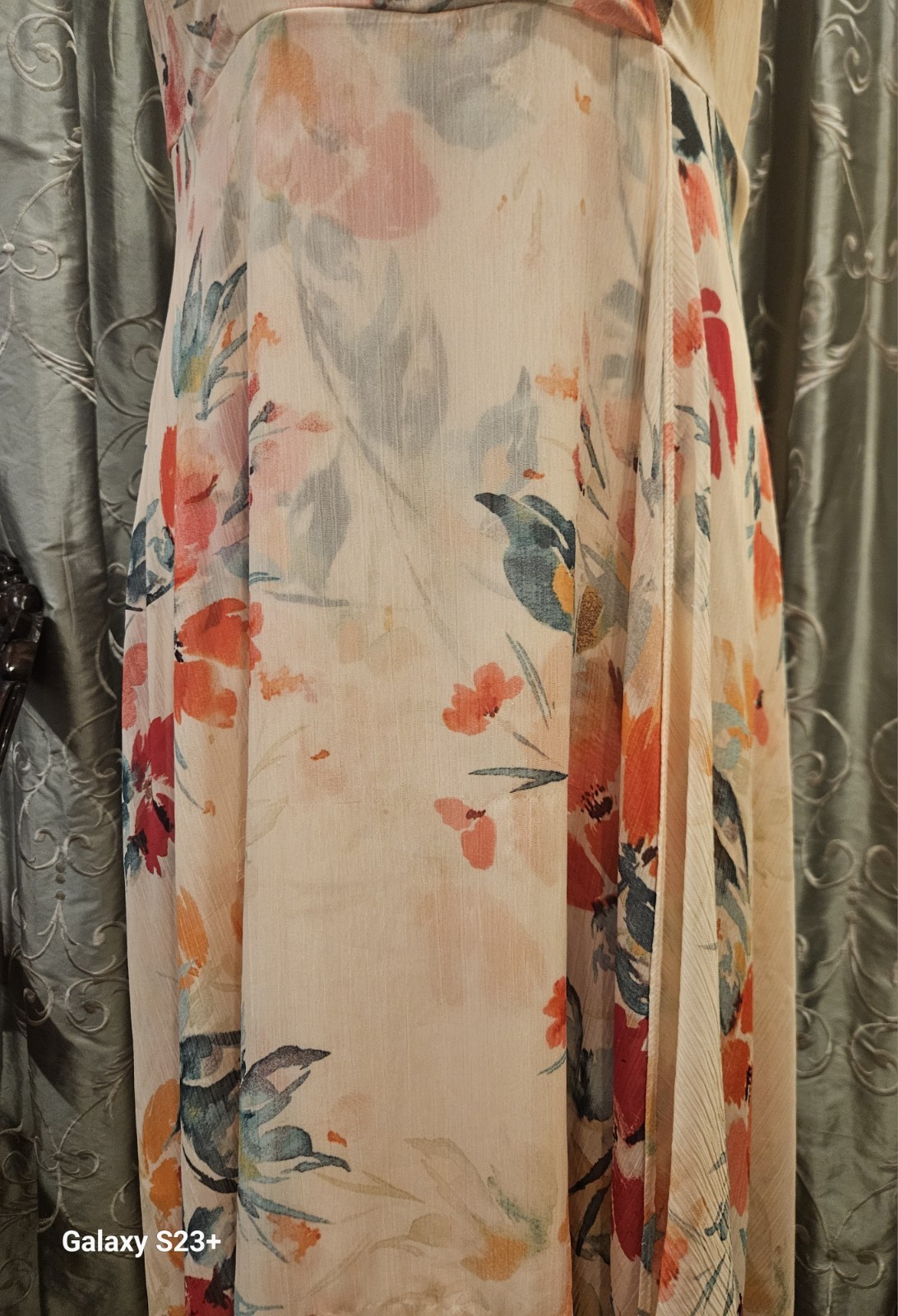 Ladies 12 Calvin Klein Couture Chiffon Floral Dress – vintage