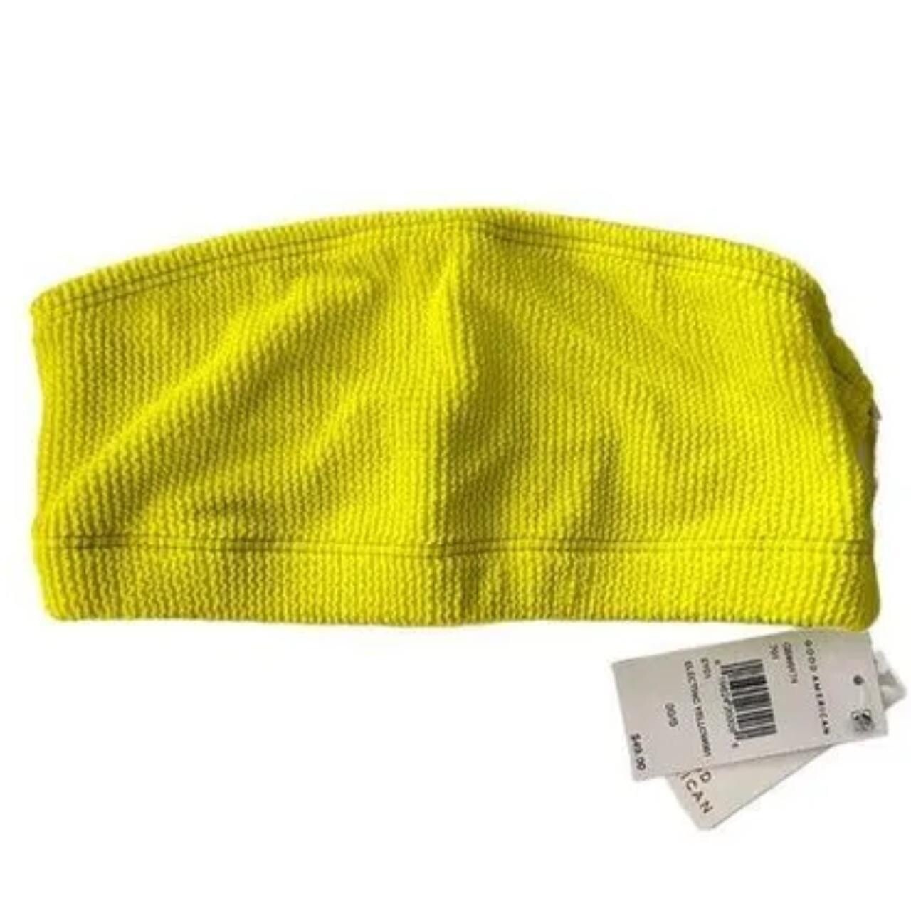 NWT Good American Crinkle Basic Bandeau Bikini Top Electric Yellow 1/2 US S/M