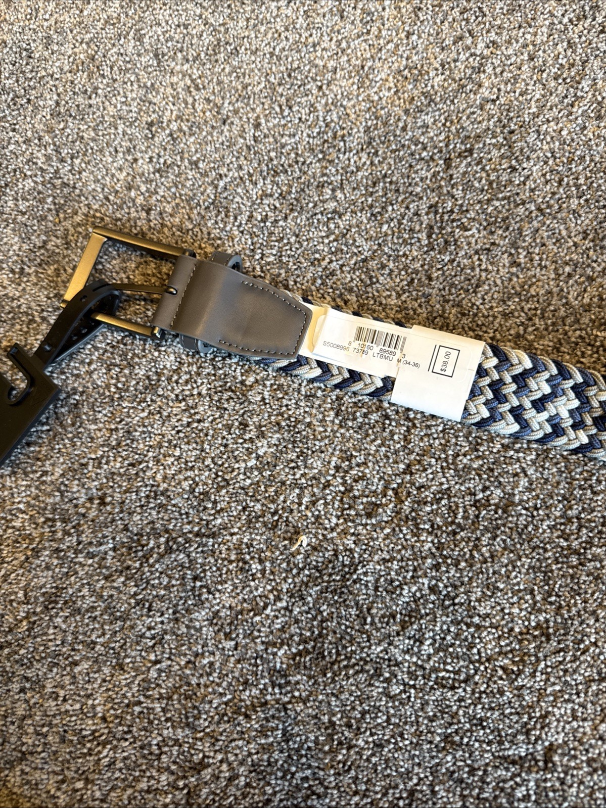 Nike Woven Stretch Belt Men Size Medium 34-36 Grey Blue Braided Golf Essentials