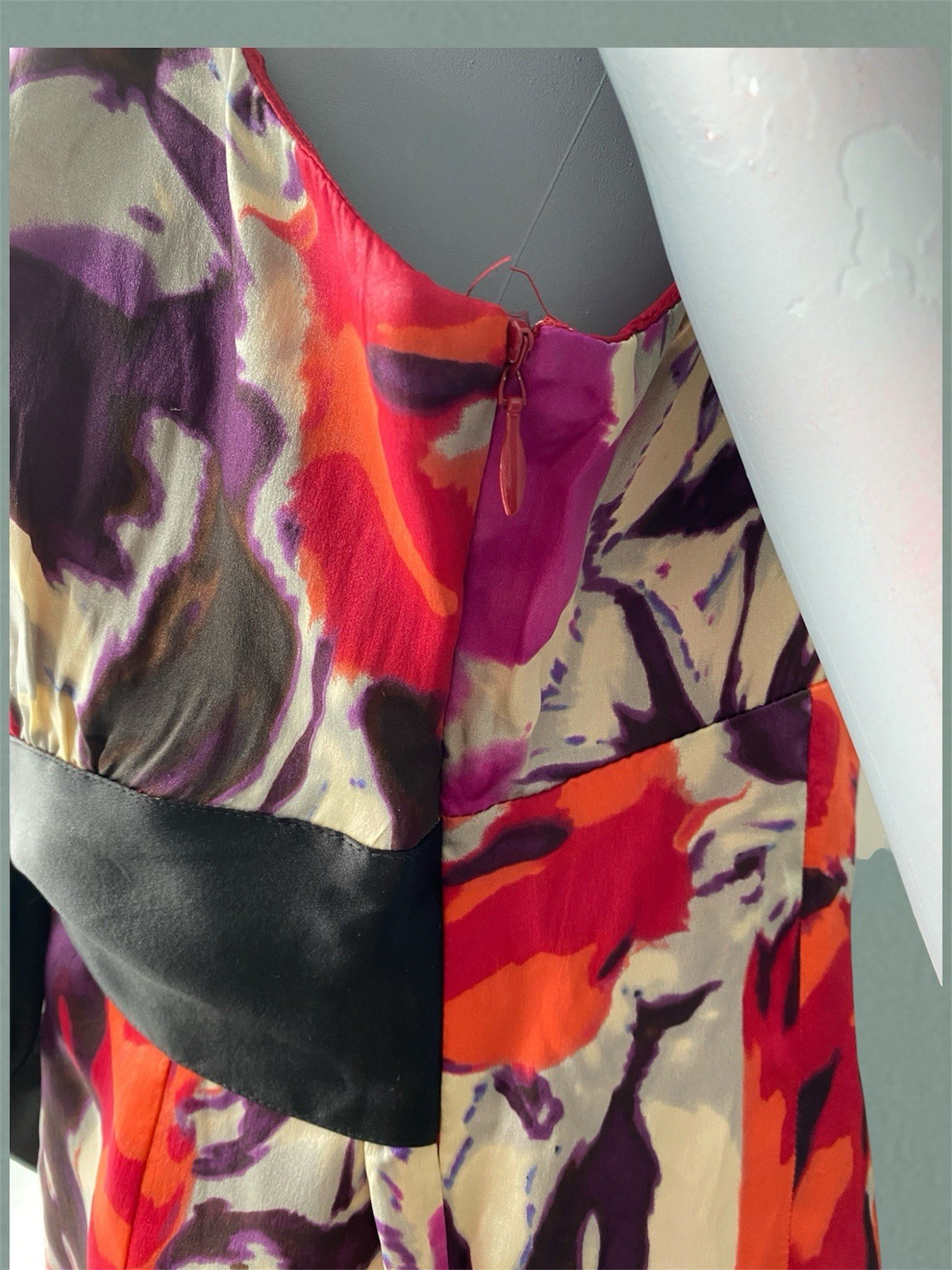 Monsoon Vintage Floral Silk Camisole Top UK 14 Multi-Colored Tie Waist