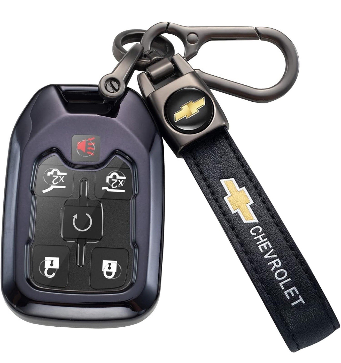 Leather Car Keychain Key Chain Chevrolet Bow Tie Yellow Logo Car Keychain NWT