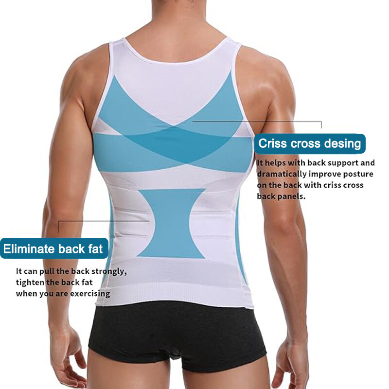 MENS SLIMMING BODY SHAPER BELLY CHEST COMPRESSION VEST GIRDLE SHIRTS TANK TOP US