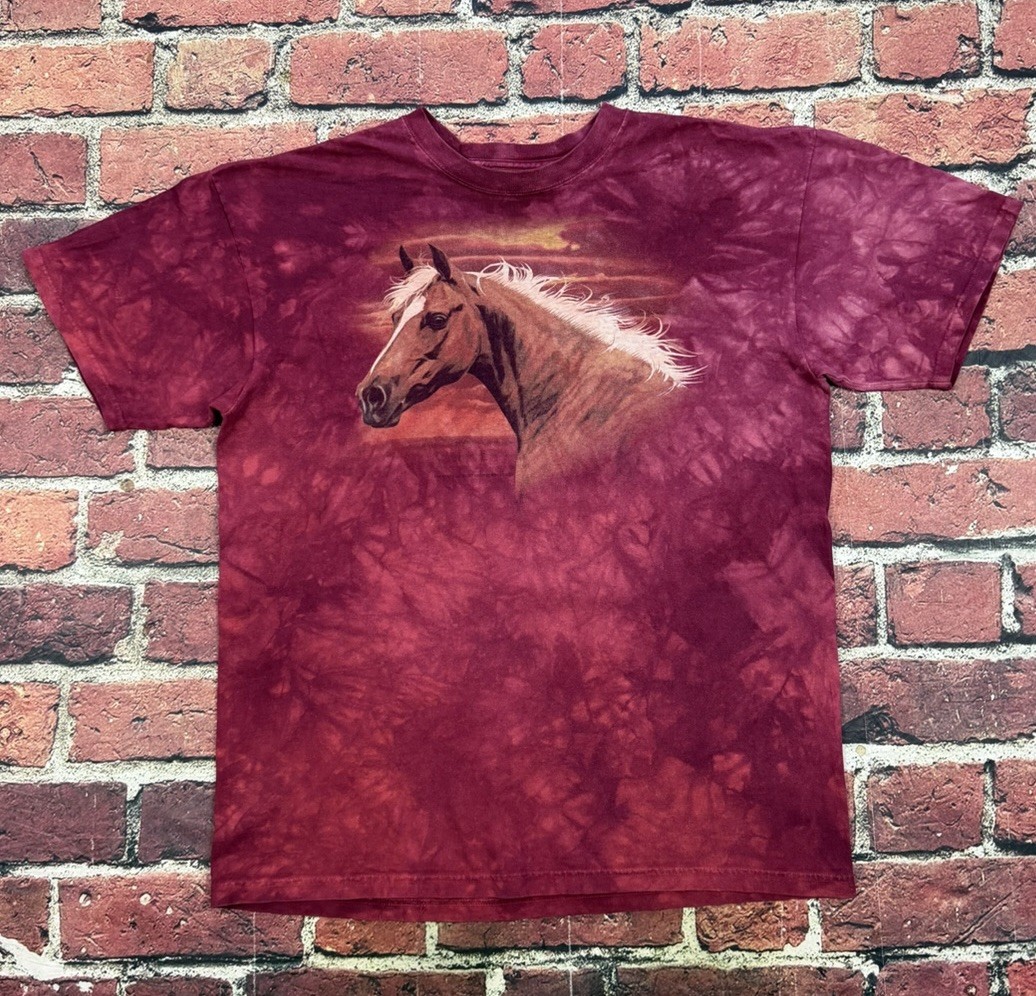 The Mountain Horse T-Shirt Men’s Large Y2K Nature Art Tie Dye 2007 Kim McElroy