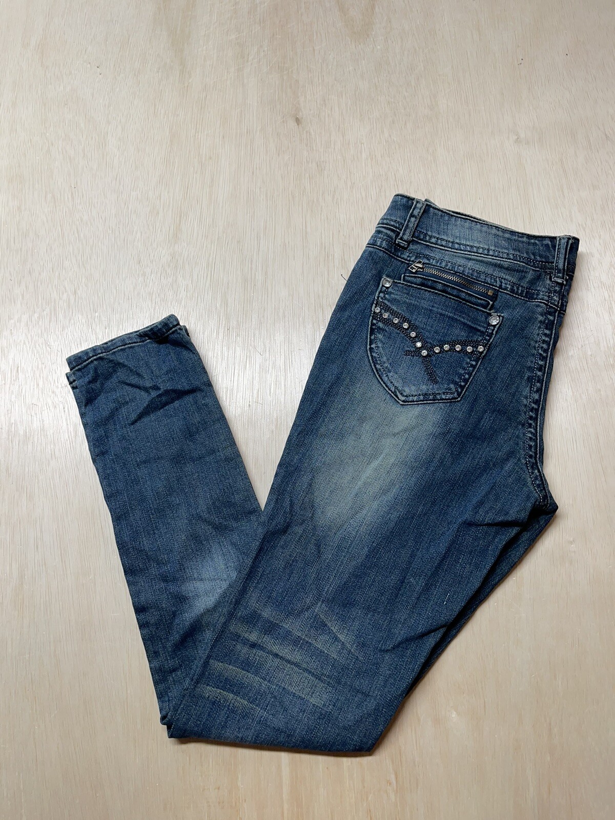 lia april Womens Skinny Leg Blue Denim Jeans Tag 11 Approx 31×30