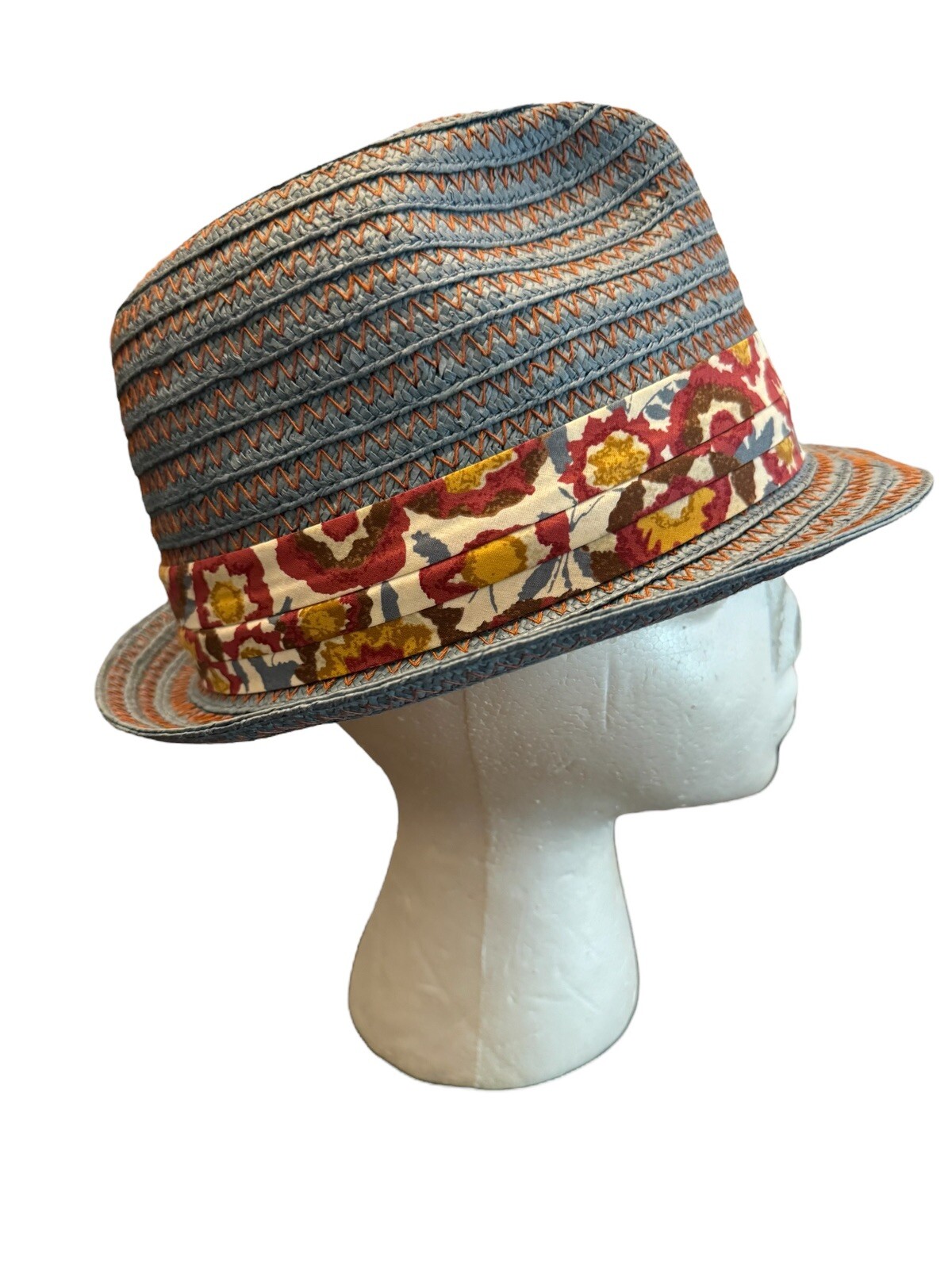Pistil Fedora Paper Straw Woven Cap Hat Floral Band Casual Vacation