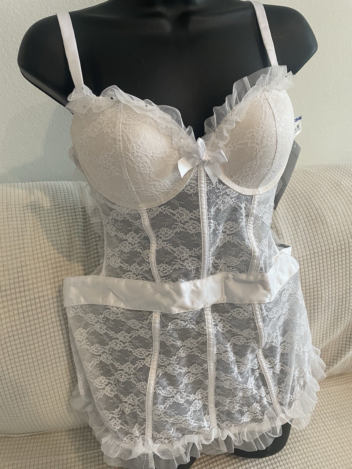 Kathy Ireland Intimates Large NWT White Lace Bridal Lingerie Wedding Honeymoon