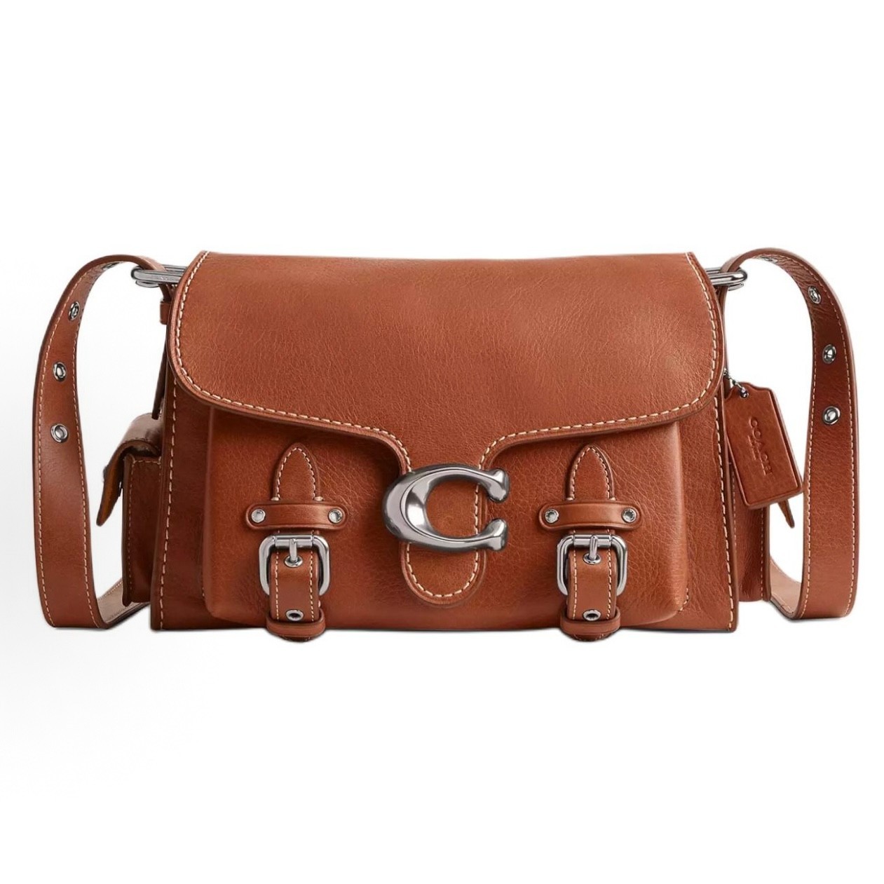 Coach CT721 Leather Soft Tabby Shoulder Bag Crossbody Brown New Free Shipping