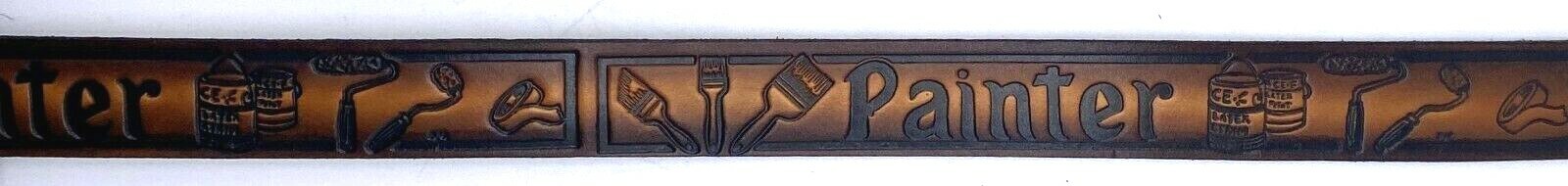 PAINTER POLE BRUSH TOOLS EMBOSSED LEATHER COWHIDE BELT SIZE 26-48 USA MADE