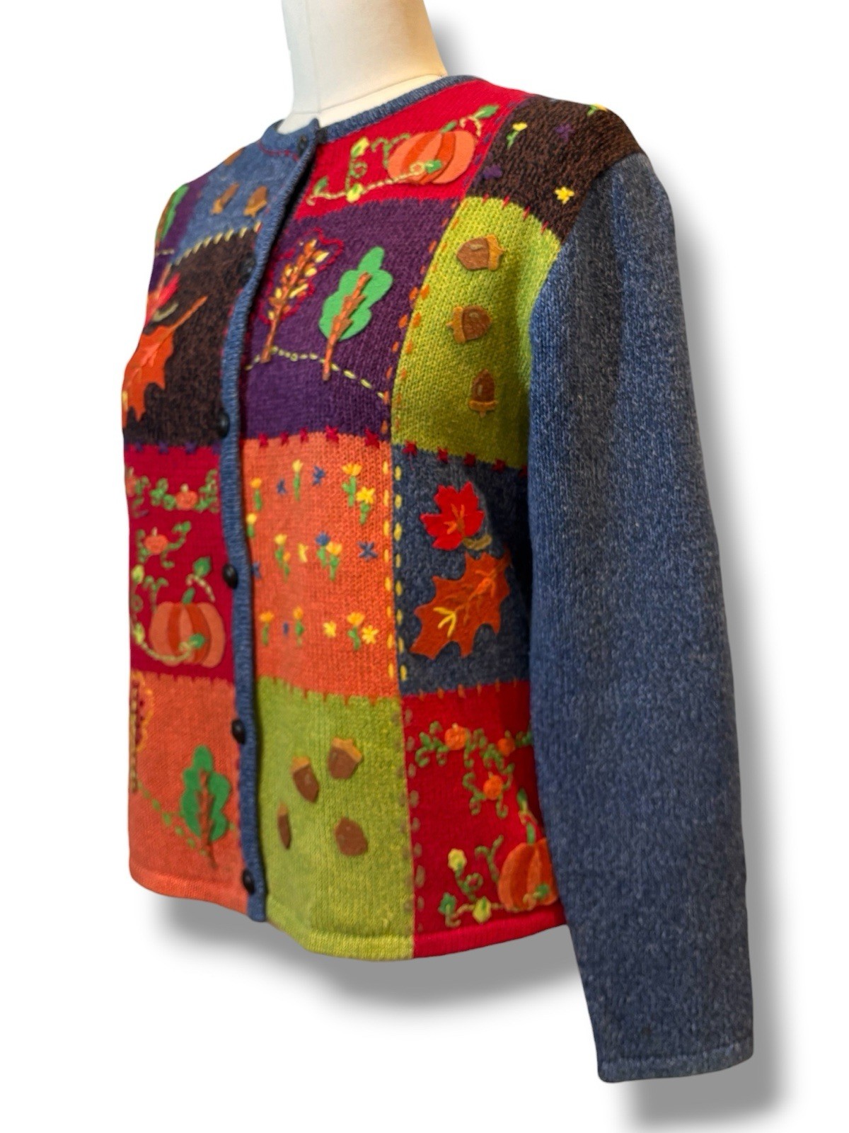 Susan Bristol Fall Thanksgiving Changing Leaves Cardigan Sweater Women’s Sz S