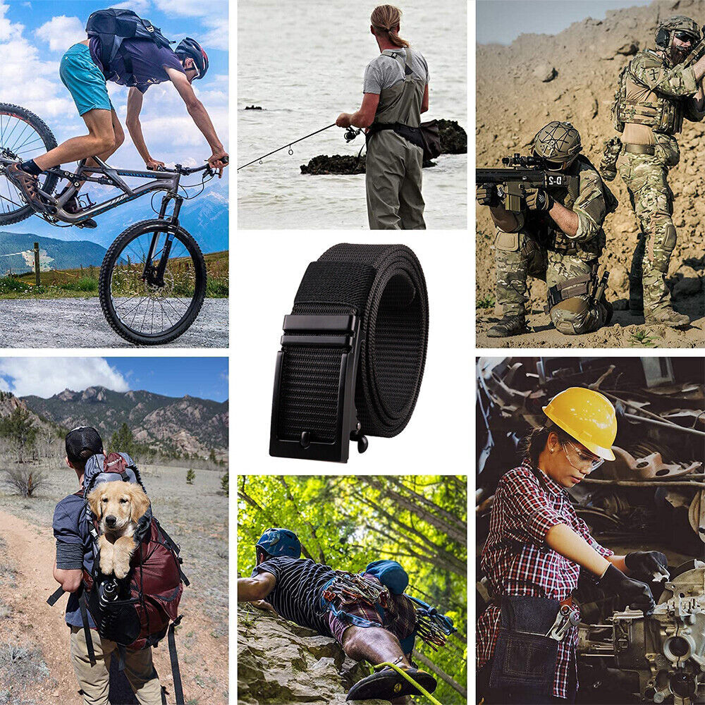 Mens Ratchet Belt Nylon Web Belts for with Automatic Slide Buckle Tactical Belt