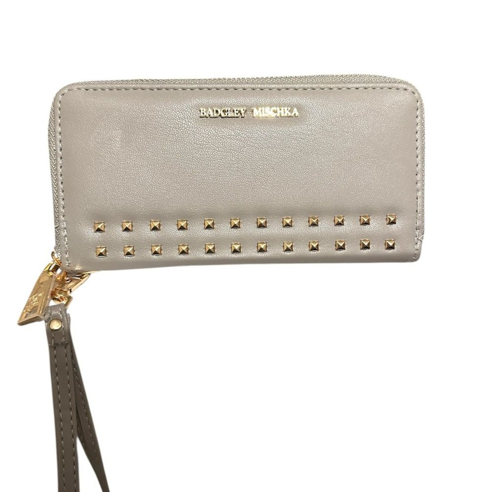 NWT Badgley Mischka Taupe Studded Wristlet